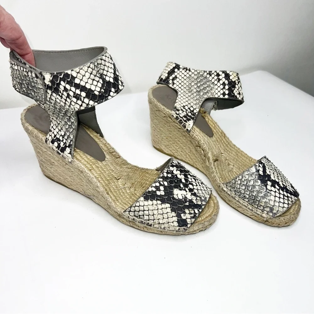 Vince Sophia Snake Print Espadrille Wedge‎ Sandals